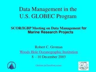 Data Management in the U.S. GLOBEC Program
