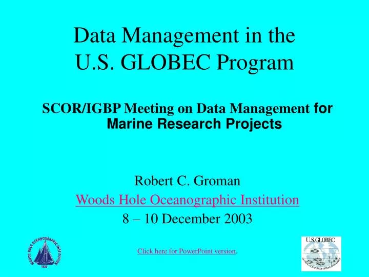 data management in the u s globec program