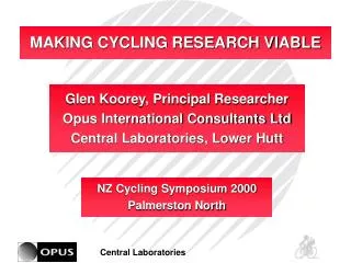 MAKING CYCLING RESEARCH VIABLE