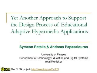 Yet Another Approach to Support the Design Process of Educational Adaptive Hypermedia Applications