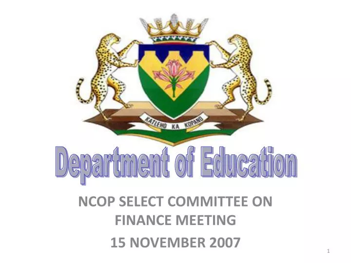 ncop select committee on finance meeting 15 november 2007