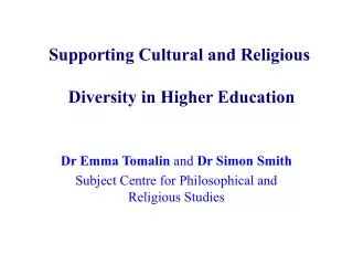 Supporting Cultural and Religious Diversity in Higher Education
