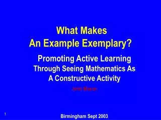 What Makes An Example Exemplary?