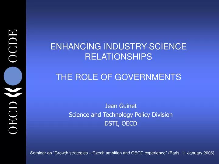 enhancing industry science relationships the role of governments