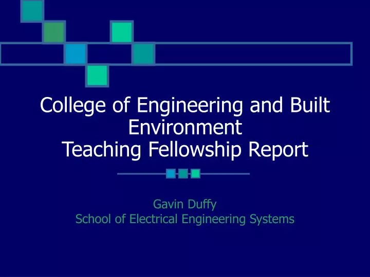 college of engineering and built environment teaching fellowship report