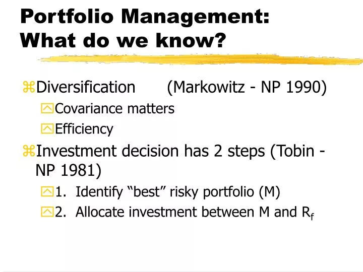 portfolio management what do we know