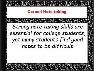 Cornell Note taking