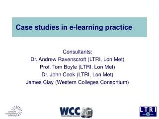 Case studies in e-learning practice