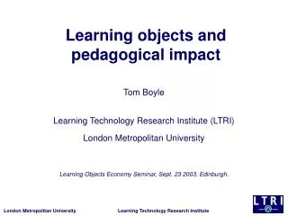 Learning objects and pedagogical impact