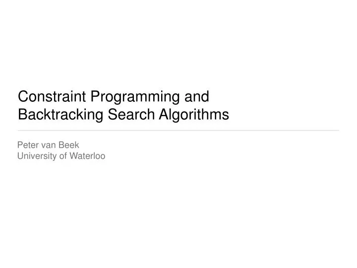 constraint programming and backtracking search algorithms