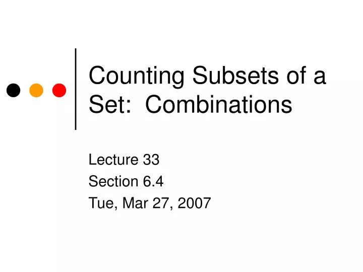 counting subsets of a set combinations