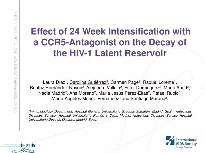 effect of 24 week intensification with a ccr5 antagonist on the decay of the hiv 1 latent reservoir