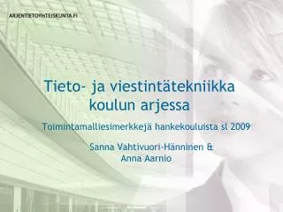 tieto ja viestint tekniikka koulun arjessa