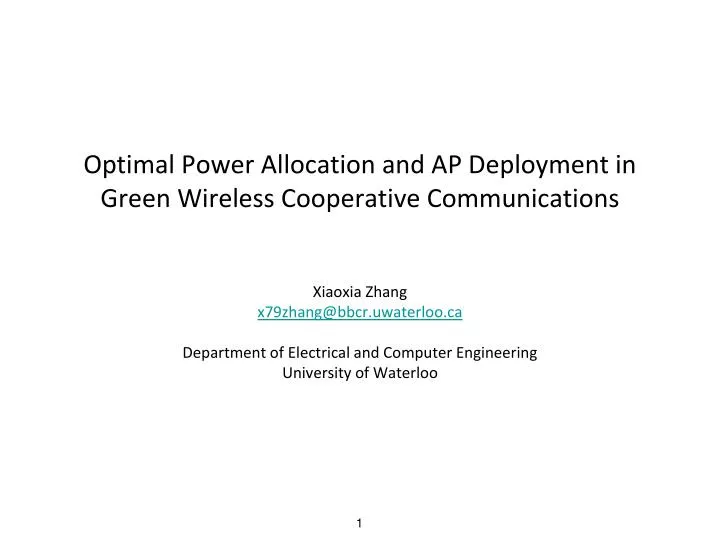 optimal power allocation and ap deployment in green wireless cooperative communications