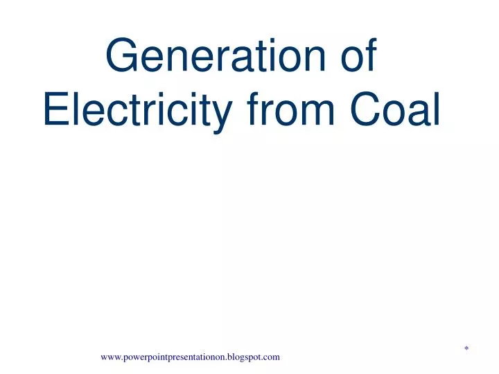 generation of electricity from coal