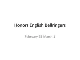 Honors English Bellringers