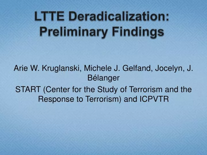 ltte deradicalization preliminary findings