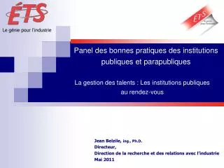 panel des bonnes pratiques des institutions publiques et parapubliques