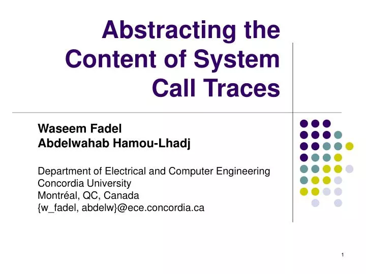 abstracting the content of system call traces