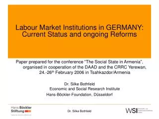 Labour Market Institutions in GERMANY: Current Status and ongoing Reforms