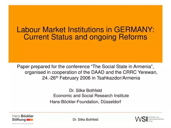 labour market institutions in germany current status and ongoing reforms