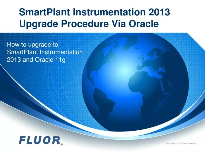smartplant instrumentation 2013 upgrade procedure via oracle