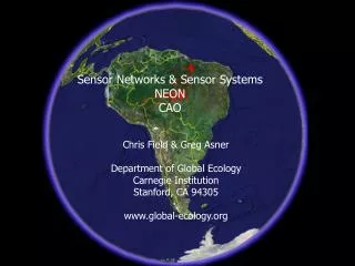 Sensor Networks &amp; Sensor Systems NEON CAO