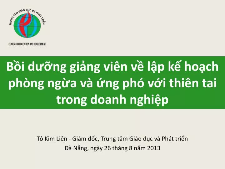 b i d ng gi ng vi n v l p k ho ch ph ng ng a v ng ph v i thi n tai trong doanh nghi p