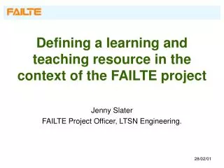 Defining a learning and teaching resource in the context of the FAILTE project