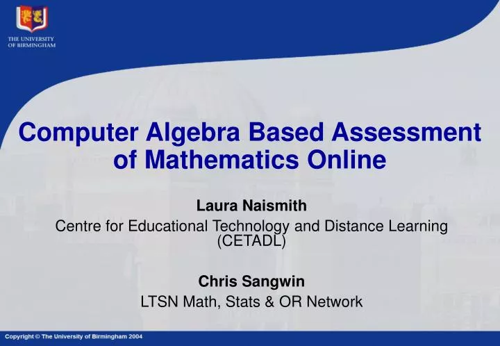 computer algebra based assessment of mathematics online