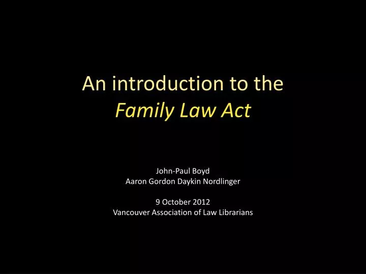an introduction to the family law act