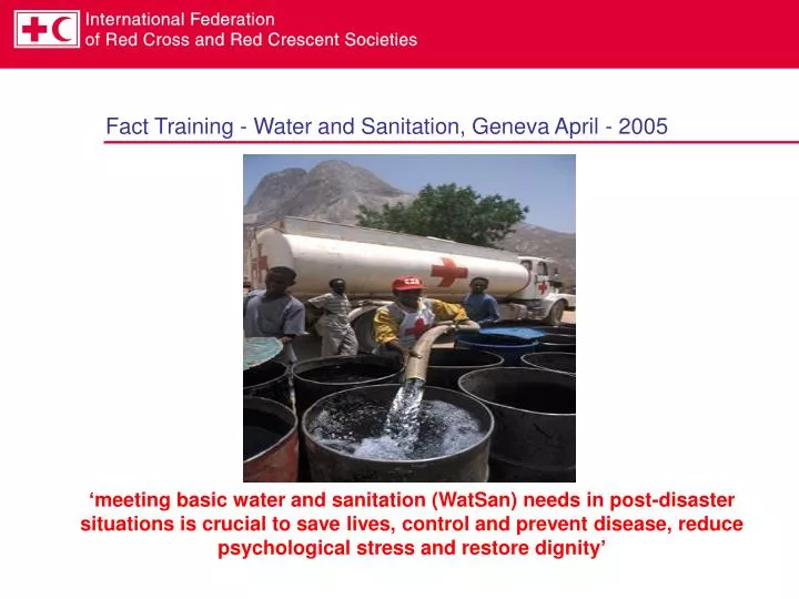 fact training water and sanitation geneva april 2005