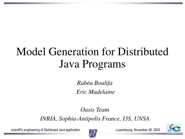 model generation for distributed java programs