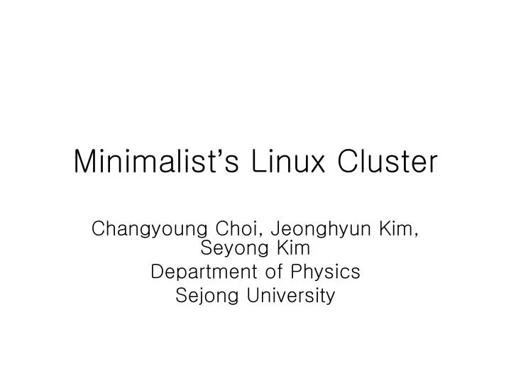 minimalist s linux cluster