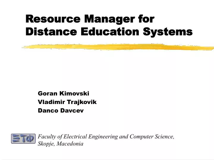 resource manager for distance education systems
