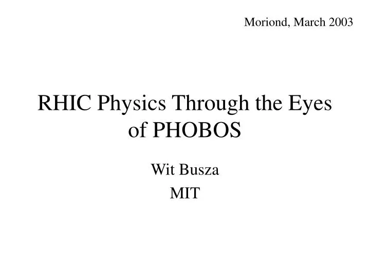 rhic physics through the eyes of phobos