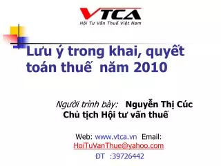 l u trong khai quy t to n thu n m 2010