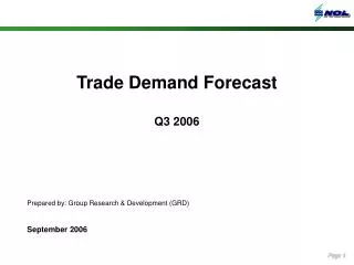 Trade Demand Forecast Q3 2006