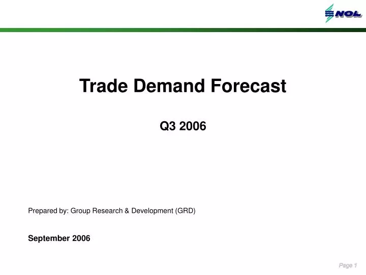 trade demand forecast q3 2006