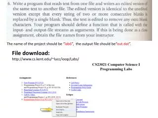 File download: cs.kent/~lucc/ioop/Labs/