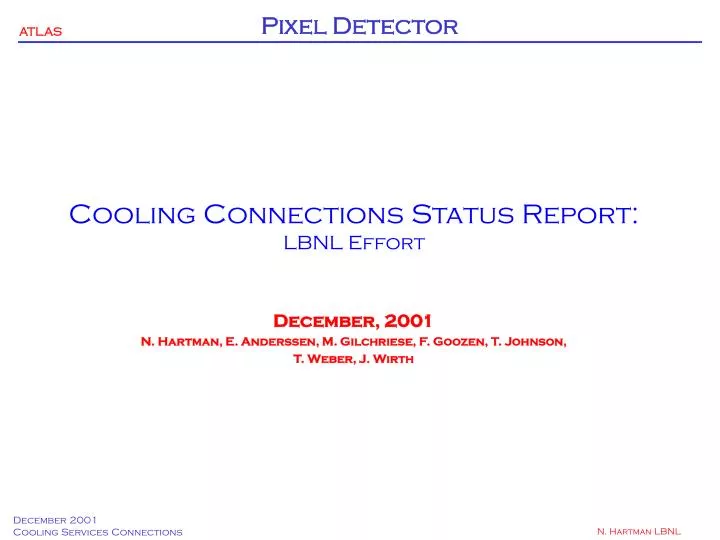 cooling connections status report lbnl effort