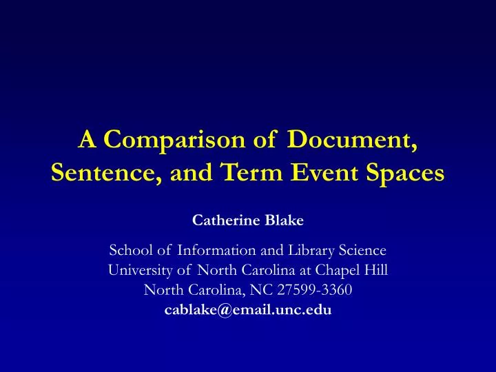 a comparison of document sentence and term event spaces