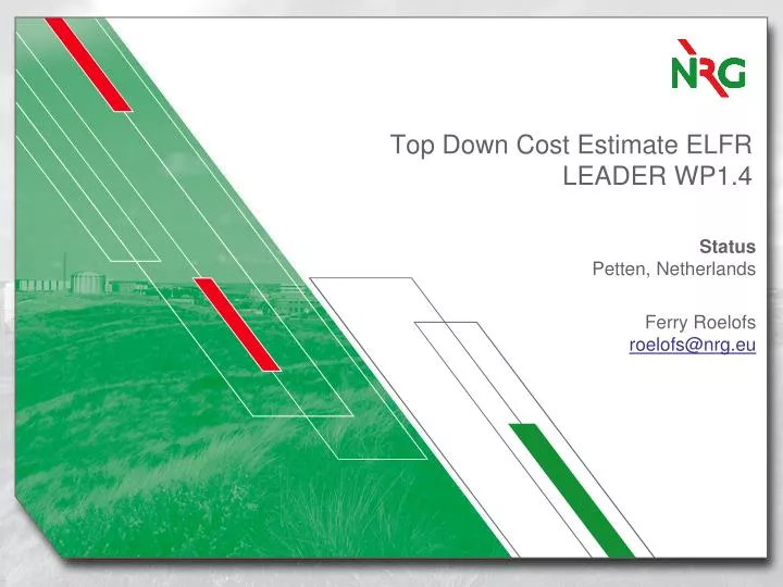 top down cost estimate elfr leader wp1 4