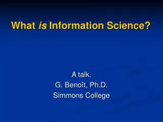 What is Information Science?
