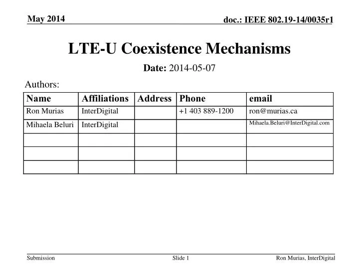 lte u coexistence mechanisms