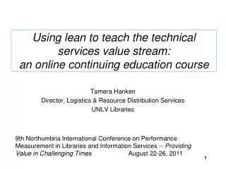 Using lean to teach the technical services value stream: an online continuing education course