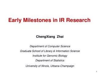 Early Milestones in IR Research