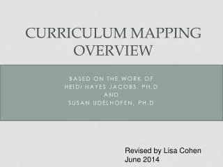 Curriculum Mapping Overview