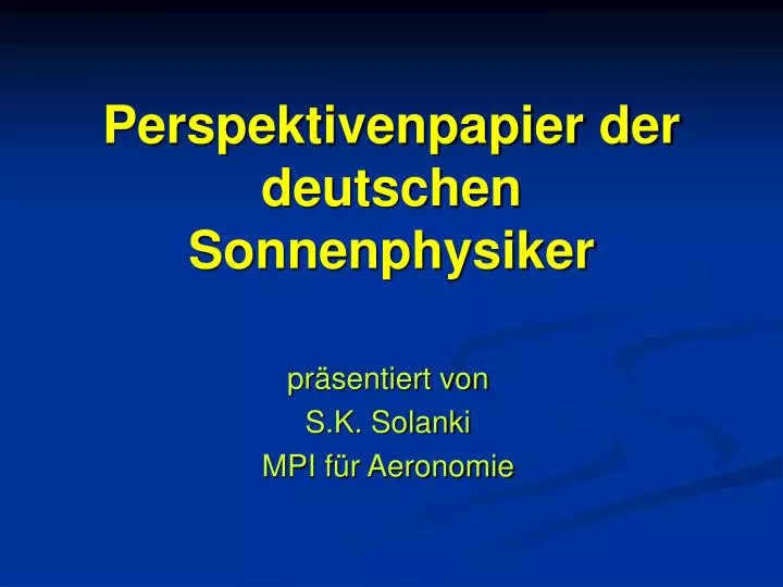 perspektivenpapier der deutschen sonnenphysiker