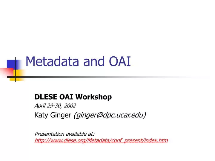 metadata and oai